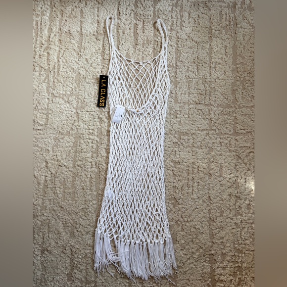 Brand New White Crocheted Beach Coverup L/XL - Picture 7 of 7